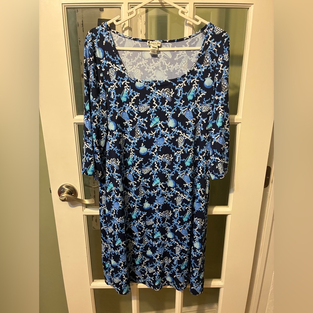 Mare Blu Saint Tropez Blue Patterned dress swim cover up dress Sz L